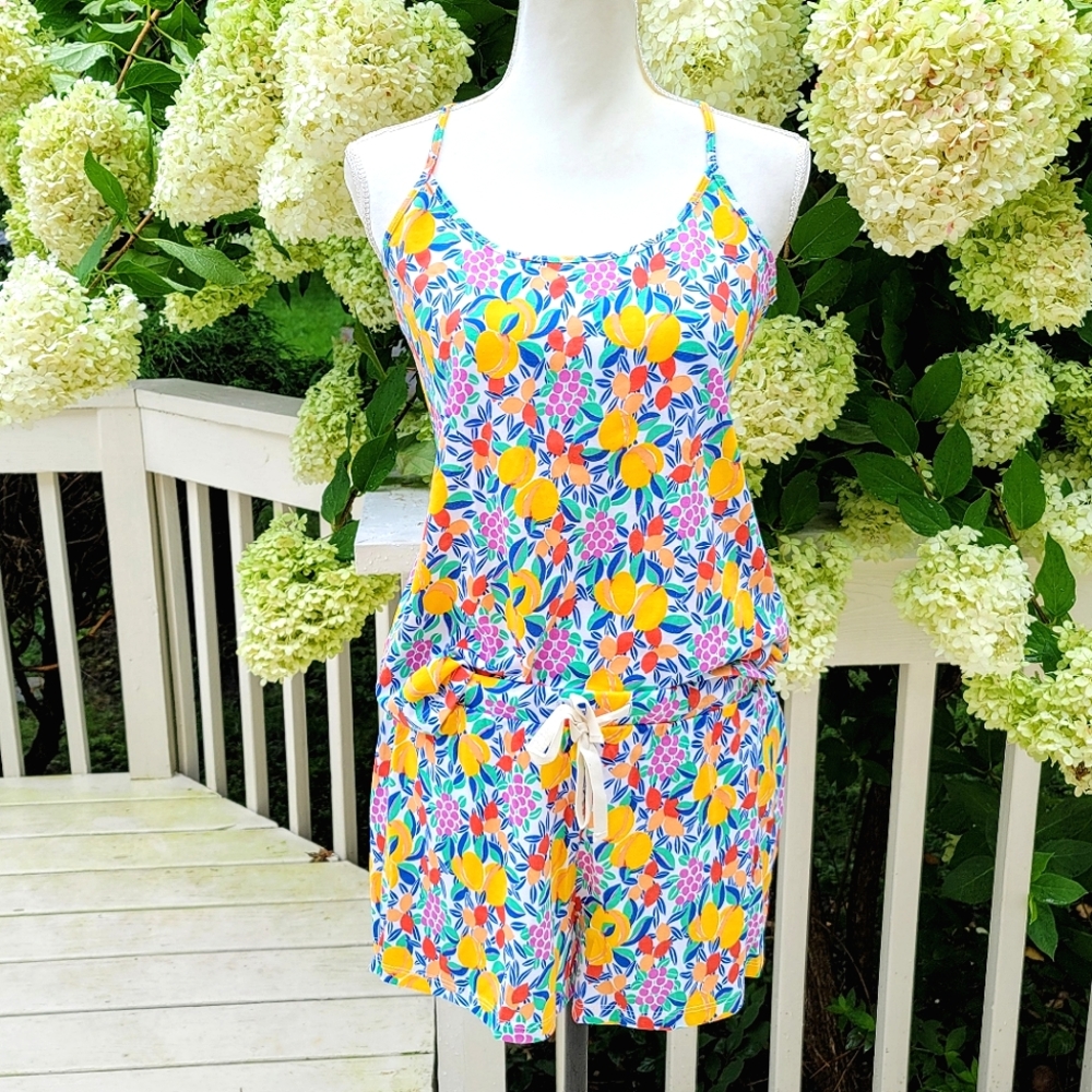 J. Crew Yellow Floral Print Pajama Tank & Shorts Set